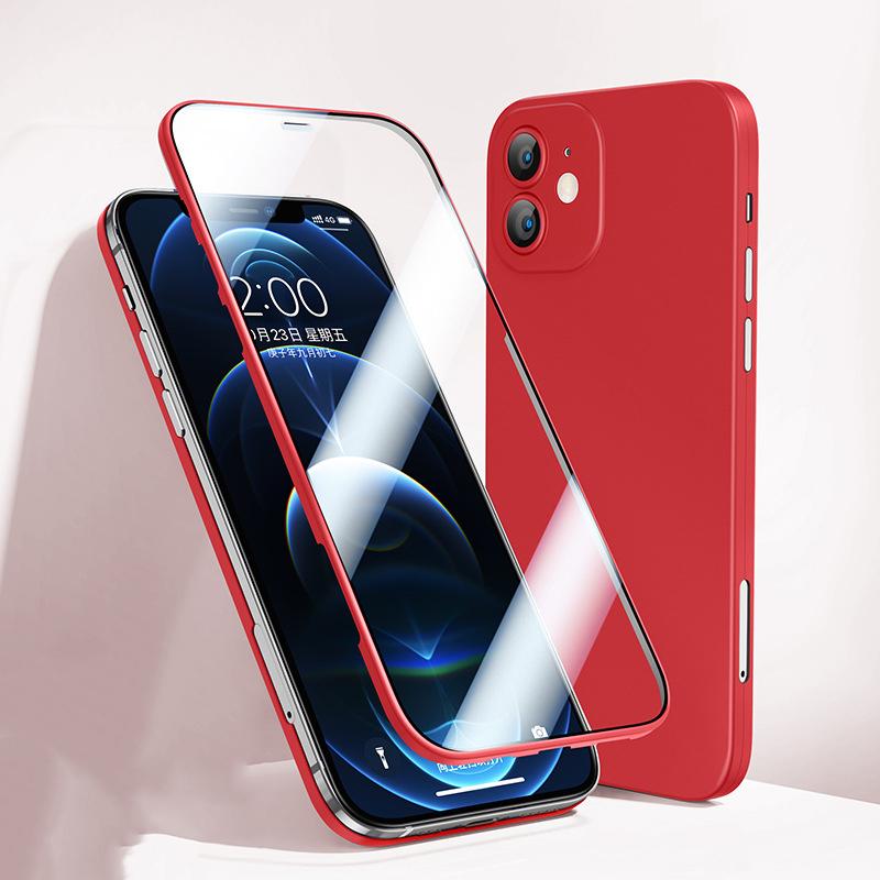 Ultratenké 360 plně krycí pouzdro pro iPhone 12pro Max 13mini pouzdro Conque pro iPhone 11pro X Xr Xs Max 11 Pro kryt z tvrzeného skla