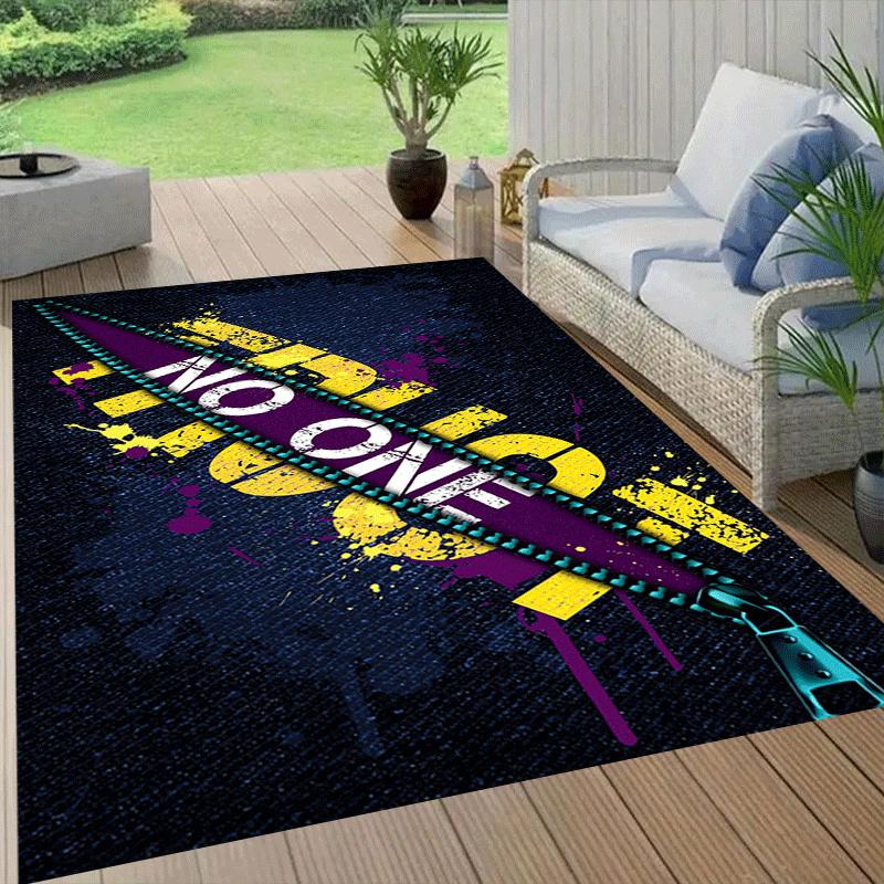 1pc Zipper Word Print, Design Indoor Area Rug - Soft, Anti-Slip, and Durable Gaming Room Decor for Bedroom, Living Room