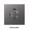 UK Grey 86 Panel 13A Household Wall Power Switch Socket, with USB, 220V Universal Socket, 18W Type-C Fast Charging Socket,