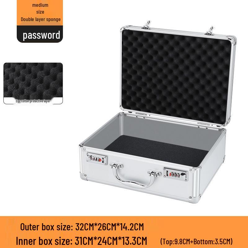 Aluminum Alloy Password Briefcase for Document and Tool Storage