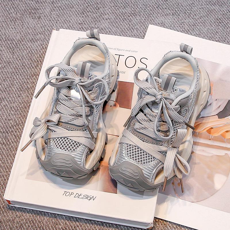 Students Sports Sandals Toes Capped Mesh Breathable Kids Running Shoes Soft Sole 2025 Summer New Children Casual Shoes Non-slip