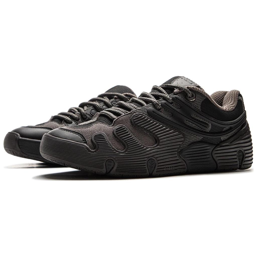 Li Ning Tian Jiao Comfortable Fashion Slip Resistant Shock Absorbing Low Top Skate Shoes Unisex Skate Shoes Black Gray AEPV003-2