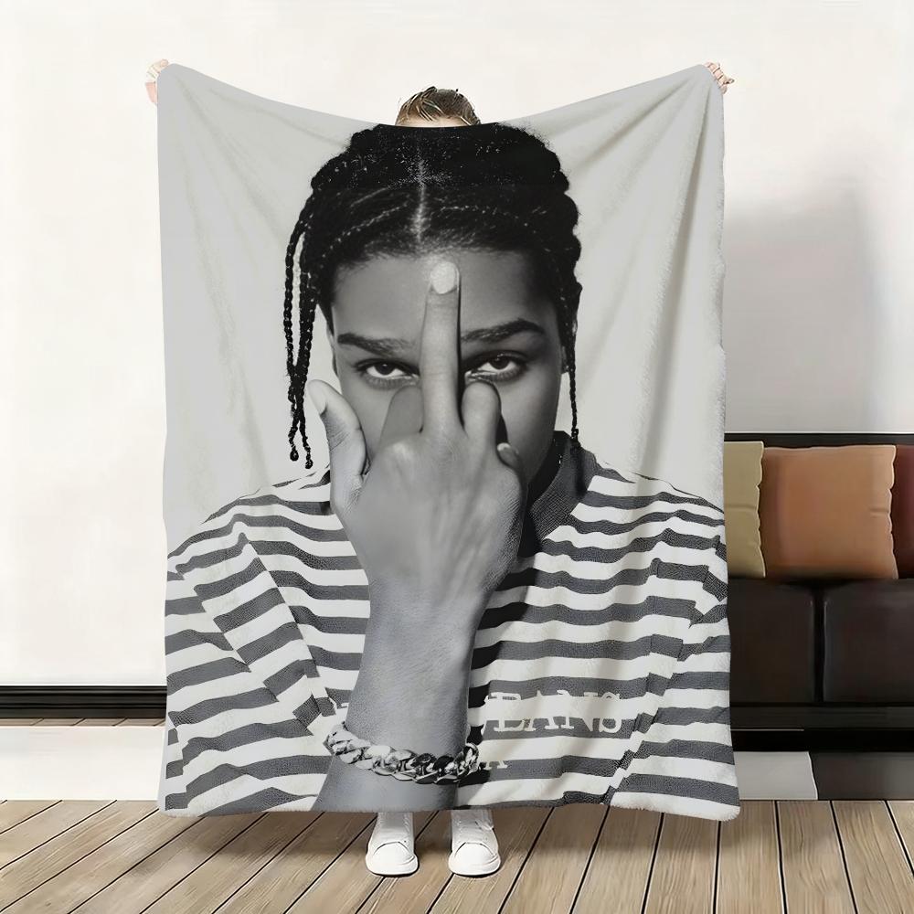 A$Aps R-Rocky A-Asap Throw Flannel Fluffy Soft Blanket Warm Skin-Friendly Throw For Sofa Bed Office Nap Winter