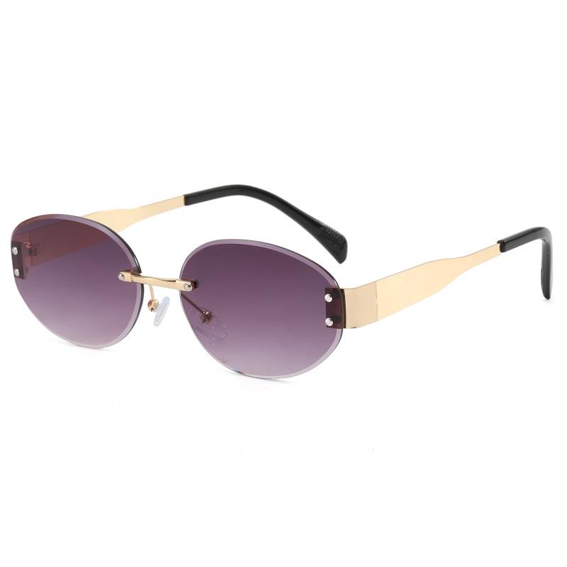 Women's Frameless Oval Fashion Sunglasses - High-End, Stylish, and Unique