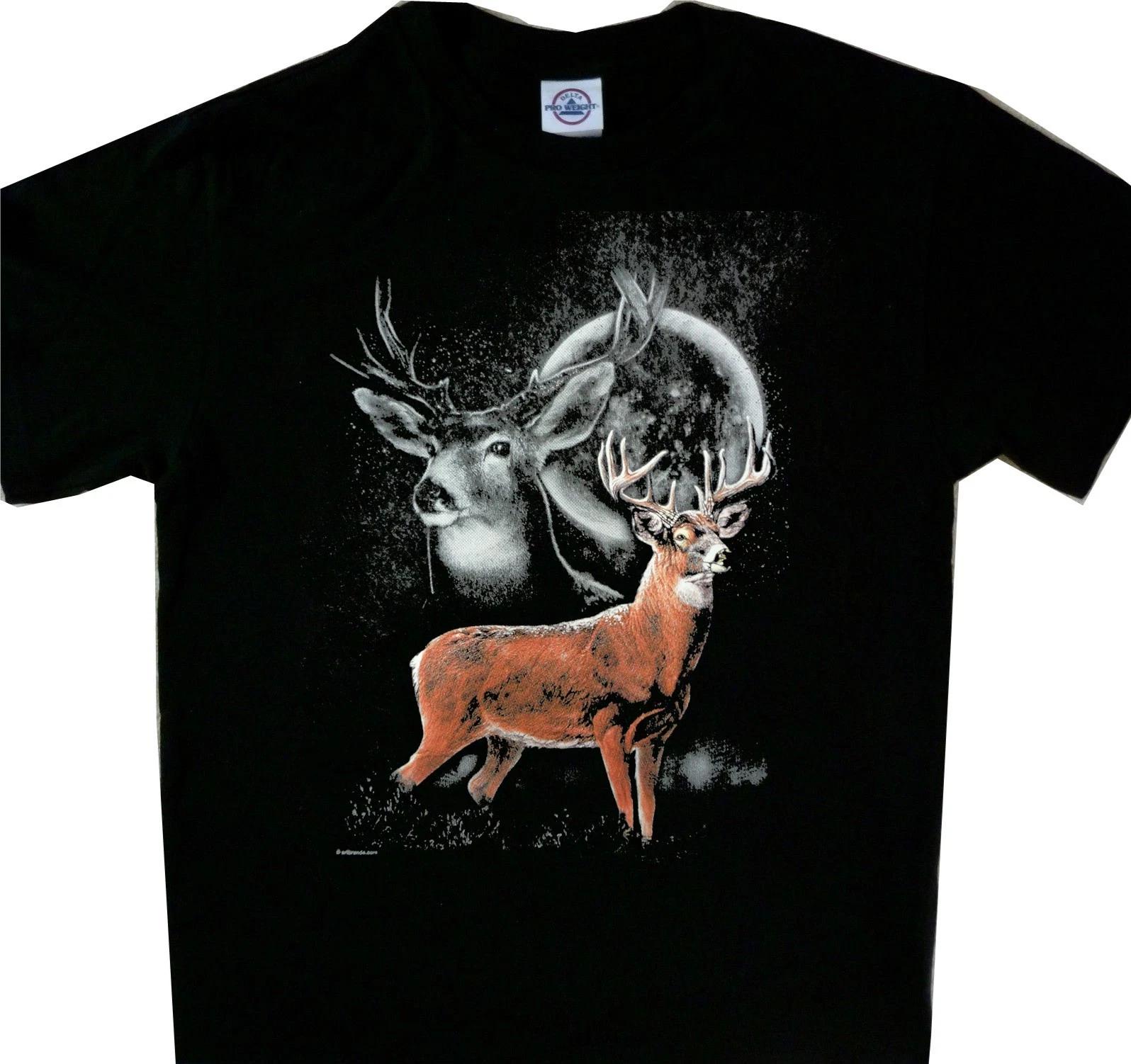 Deer Hunting Full Moon Tee Cool t shirt Black M