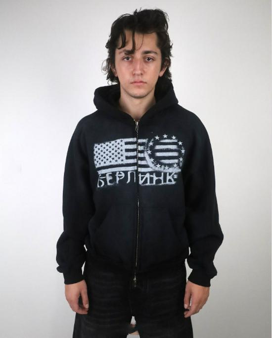 Europos ir Amerikos Rudens/Žiemos Gatvės Stiliaus Dvigubo Užtrauktuko Spausdintas Unisex Laisvas Džemperis su Gobtuvu