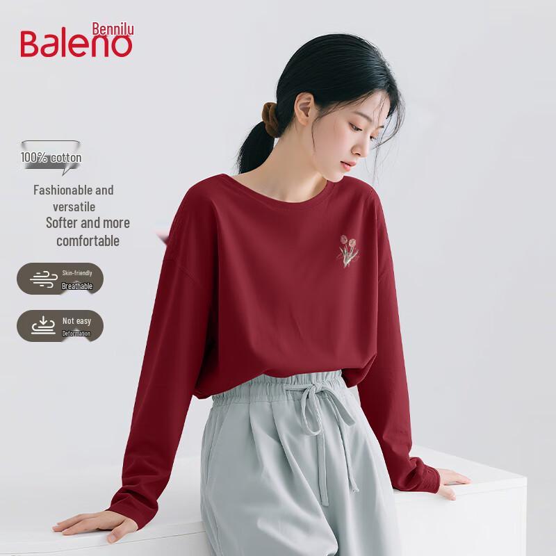 Baleno Women's Pure Cotton Long Sleeve Round Neck T-Shirt