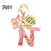 Talos Keychain Pendant, Sequins Initial Letter Charm Key Chain with Butterfly Tassel Stainless Steel Heart Design, A-Z Holder for Bag Purse Backpack