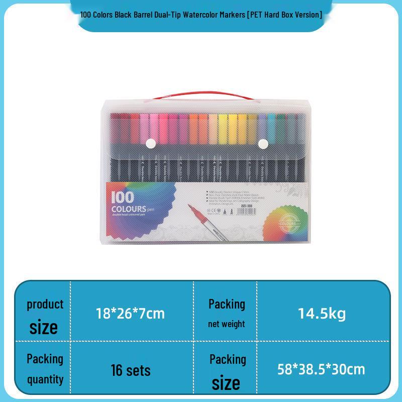 120-Farben Dual-Tip Aquarellstifte auf Wasserbasis für Kinder - PVC-verpackte Fineliner mit weicher Spitze zum Zeichnen & für Anime-Kunst