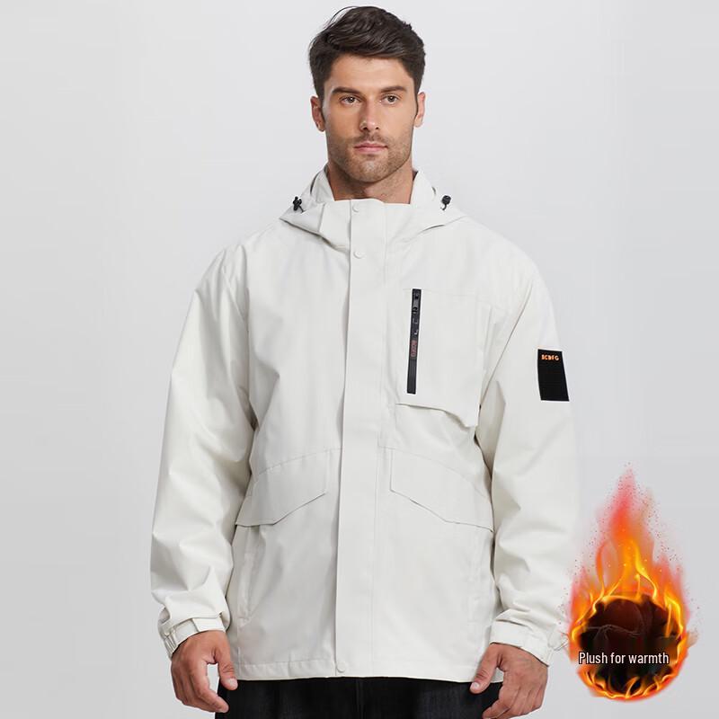 Dibinze Men's Plus Size Hooded Workwear Jacket