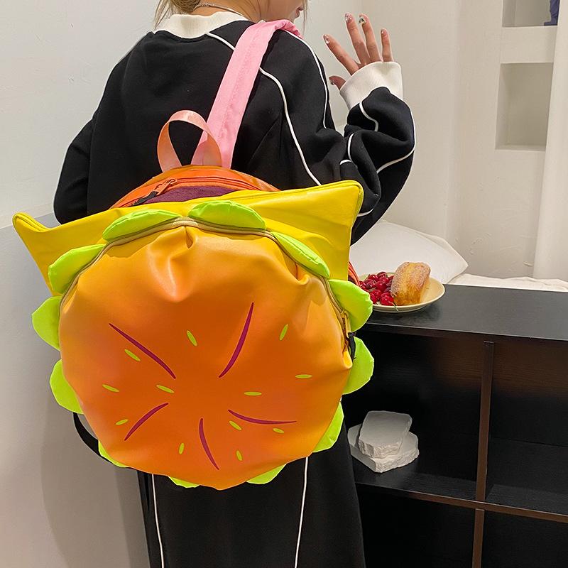 Schoolbag Xiaohongshu Hamburger Schoolbag Cute Funny Cartoon Student Schoolbag Creative Birthday Gift Doll Backpack