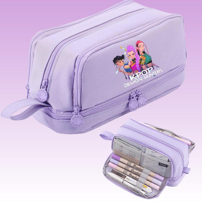 K-pop Monster Hunter Girl Group Multi-layer Pencil Case: Durable, Large Capacity Stationery Organizer for Students. 23*11*11