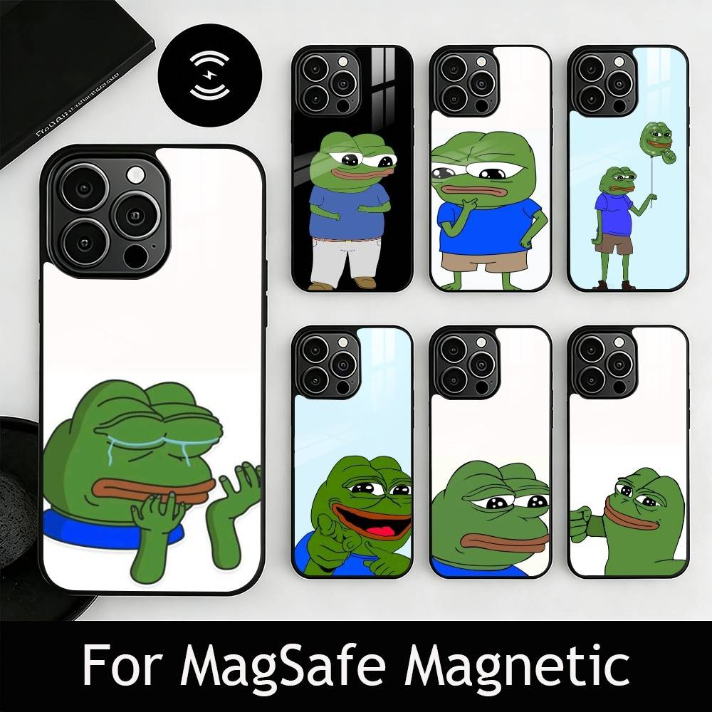 Sad Funny Frog Meme Phone Case For iPhone17,16,15,14,13,12,11 Plus,Pro Magnetic with Magsafe Wireless Charging