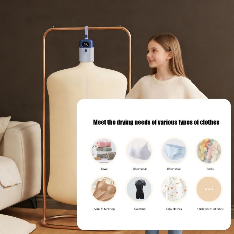 Timer Controlled Compact Dryer with Auto Shut Off Safety Foldable Design for Easy Storage Quiet Operation 110V