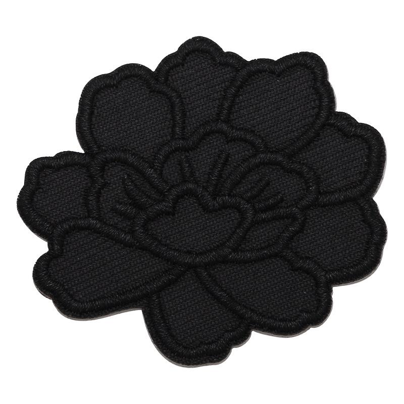 Black Self-Adhesive Embroidery Patch for DIY Clothes Repair and Decoration