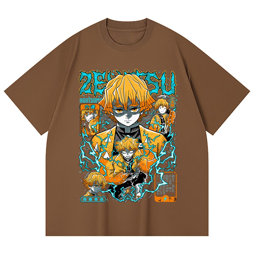 230 Gsm 100% Cotton Demon Slayer V100 Zenitsu Print Unisex Heavy Cotton T Shirt
