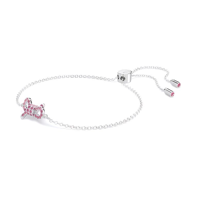 Swarovski Lifelong Bow Logo Crystal Rhodium-Plated Bracelet Unisex bracelet Pink 5723553 F,Pink