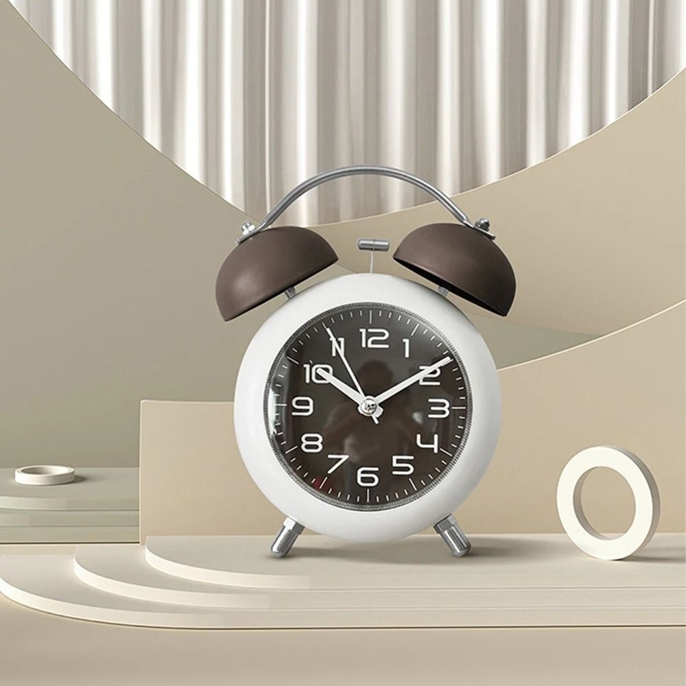 4-Inch Table Clock with Backlight Bedroom Desktop Clock Twin Bell Alarm Clock  Student Children