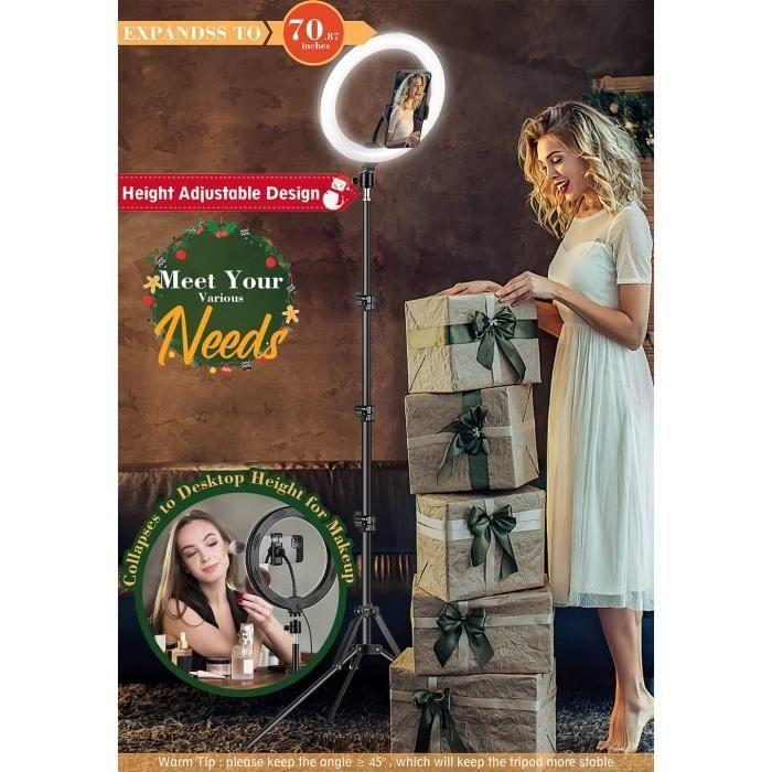 Anneau lumineux led - lipety - modèle 10 - trépied stable - 3 modes d'éclairage - télécommande