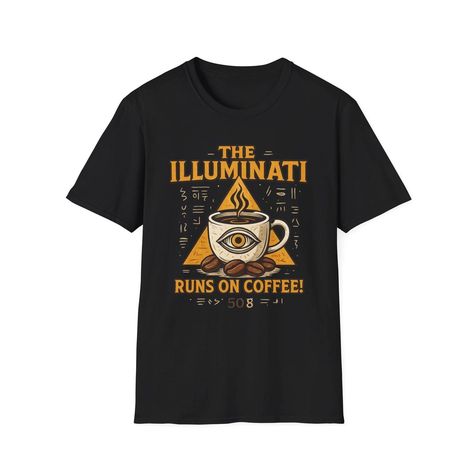 

Illuminati Coffee Unisex Softstyle T-Shirt, Funny Graphic Tee, Gift for Coffee 4XL