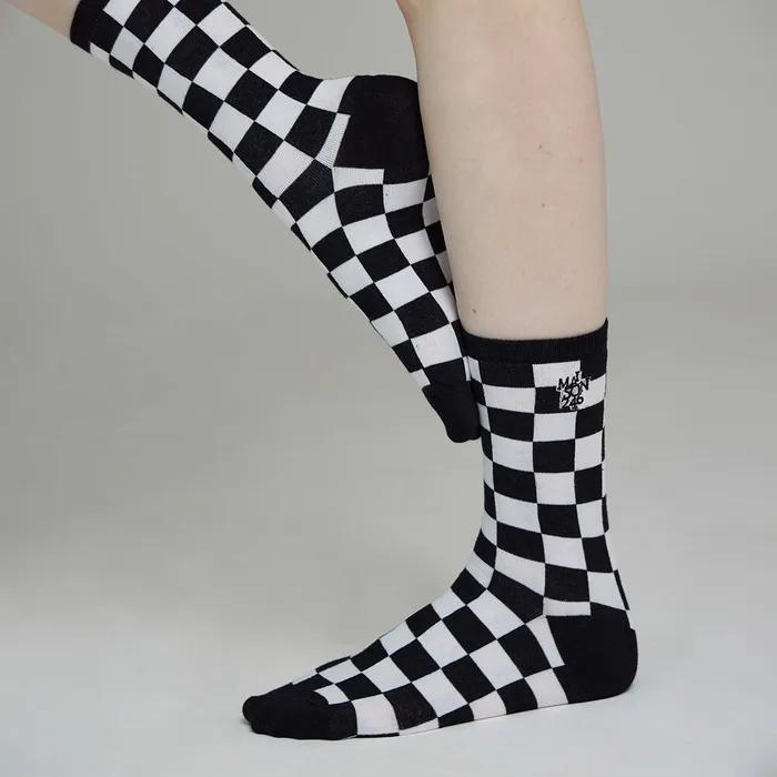 CHECKERBOARD SIGNATURE LOGO SOCKS BLACK