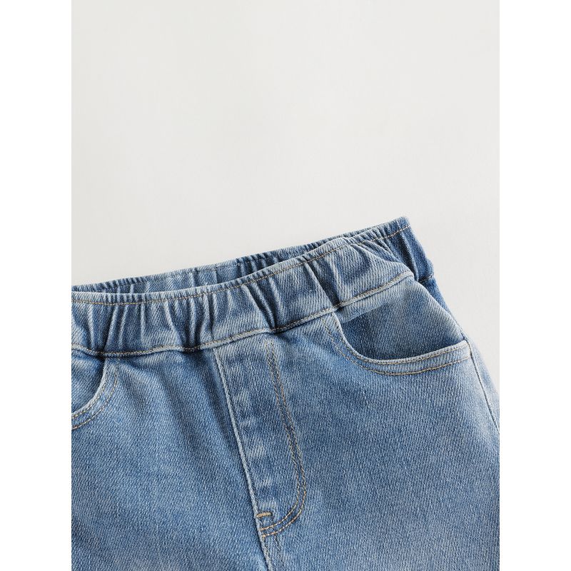 Mark Jenny Girls' Soft and Stretchy Rhinestone-Embellished Denim Flared Pants, New Spring Style Baby Pants 551516