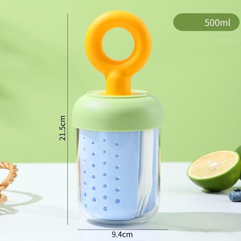 Portable Dopamine Fruit Cup Outdoor Sealed Leak-proof Yogurt Cup with Fork Picnic Double Layer Food Grade Plus Thick Drain Cup