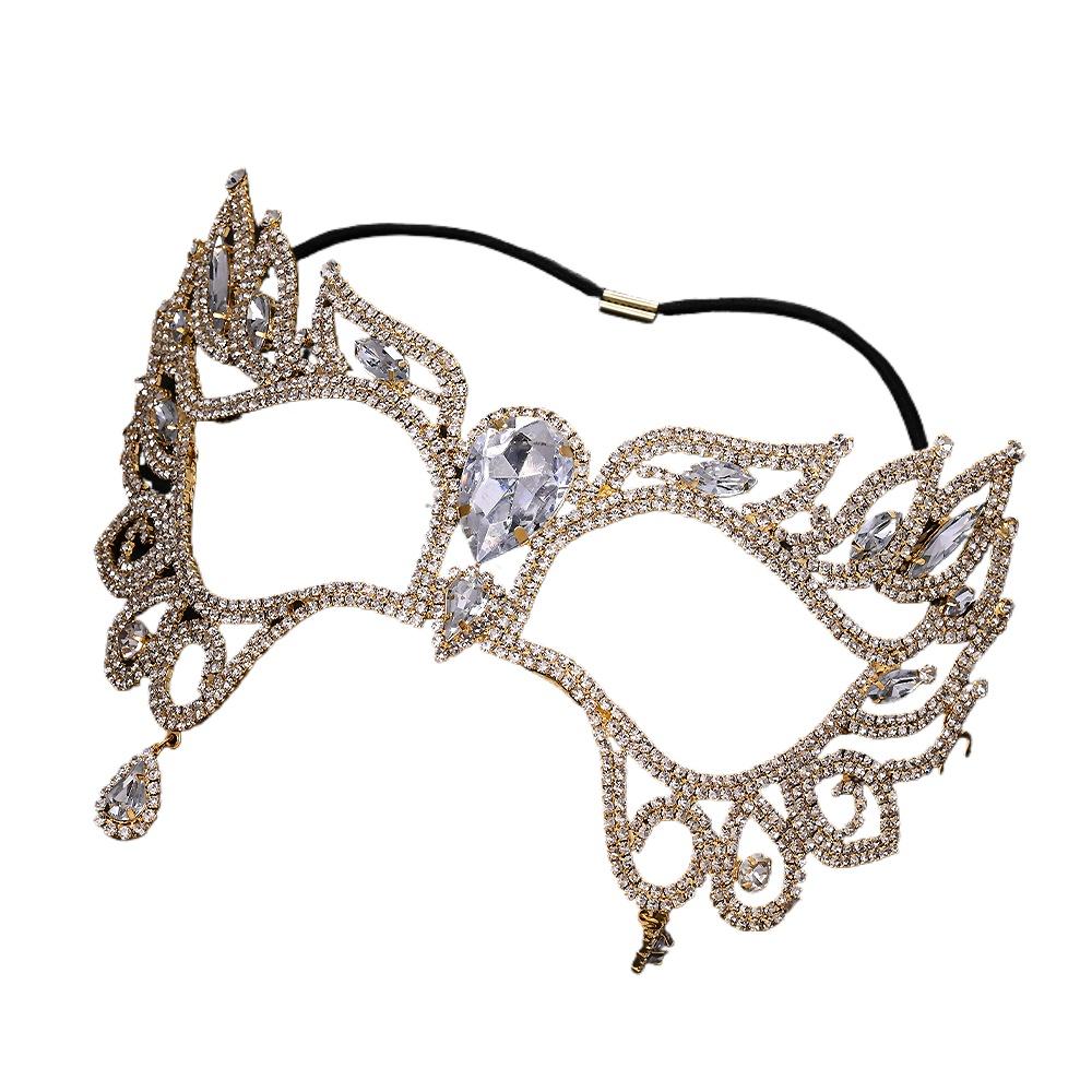 Rhinestone Tassel Veil Masks Full Face Women Chains Face Mask Masquerade Dance Party Performance Sexy Facial Accessories Jewelry
