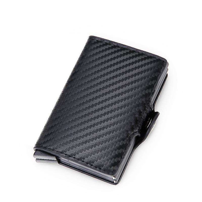 Men's Carbon Fiber RFID Anti-Theft Double Layer Metal Card Holder Wallet