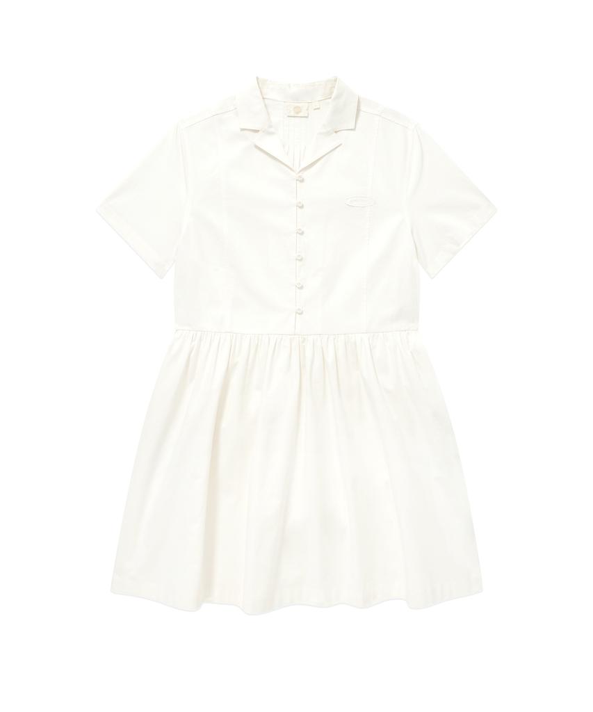 Covernat Woman Collared Half-Sleeve Dress Ivory