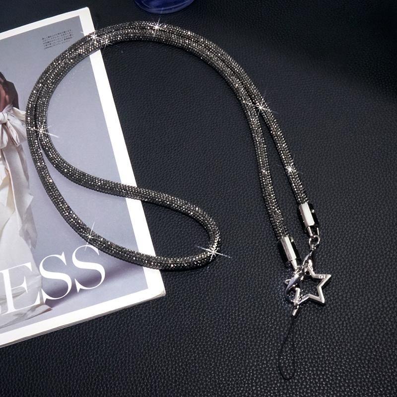 

1Pc 70CM Rope Rhinestone Hanging Mobile Phone Luxury Crystal Wrist Straps Glitter Water Drill Anti-lost Phone Lanyard