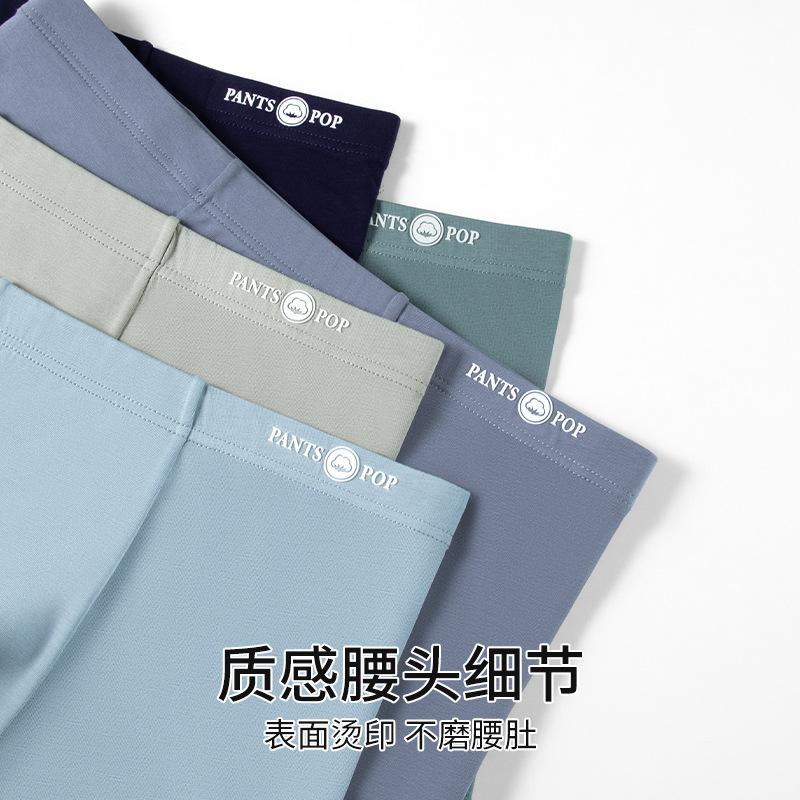 Men's Cotton Underwear Solid Color Autumn/winter Flat Angle Pants Antibacterial Breathable Mid Waist Men's Shorts