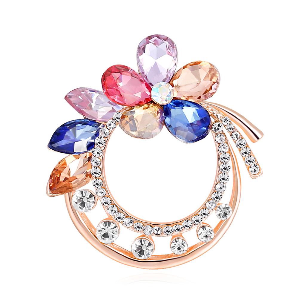 Women Delicate Flower Brooch Fashionable Elegant Scarf Buckle Decoration