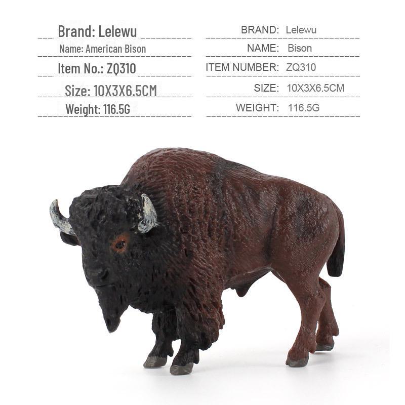 7-Piece Jungle Animal Set: Moose, Bison, Black Bear, Yangtze Alligator – Handcrafted Solid Figurines