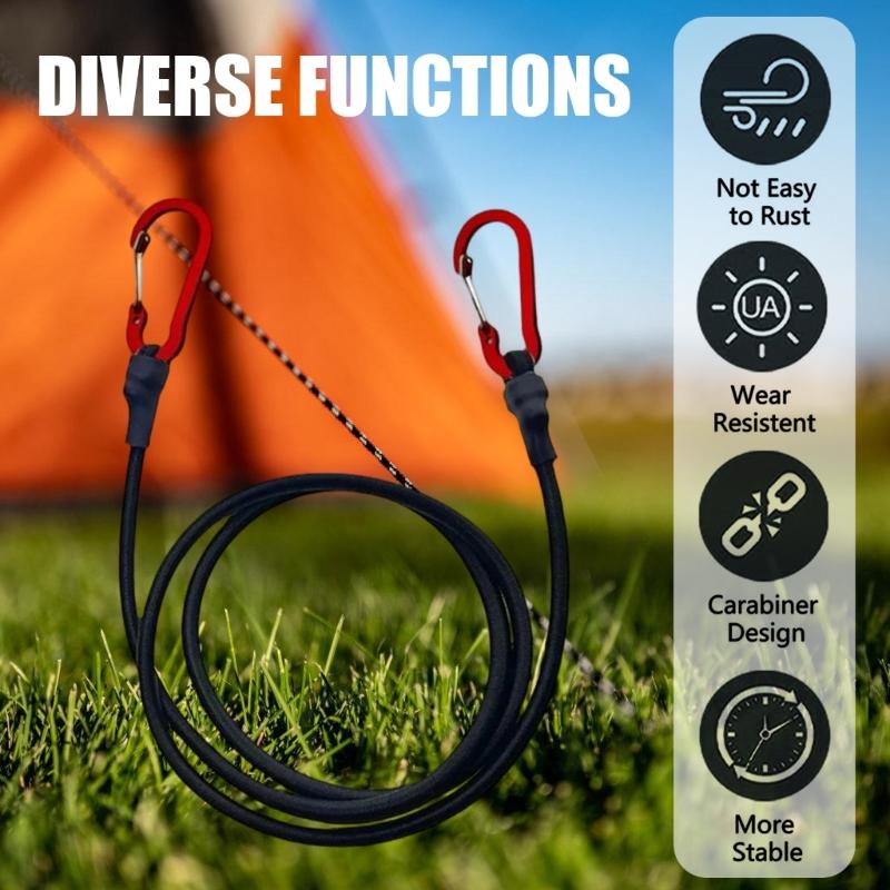 Luggage Strap Elastic Tie Strap String Tension Rope Expander with Hook, 60cm/90cm/120cm Bungee Cord with Carabiner Hook