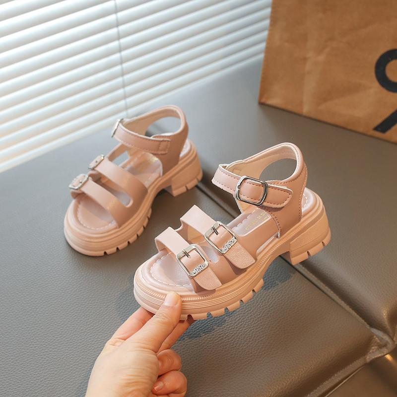 Sandali Romani Chunky per Bambine con Cinturini a Fibbia Nuovi Sandali Estivi da Spiaggia per Bambini Suola Morbida Scarpe Classiche Chic Boho