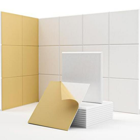 Self-Adhesive Acoustic Wall Panels, 12-Pack - Ideal for Home Studios and Offices