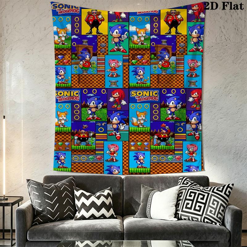 Hedgehog Sonic Bend Wall Hanging Printed Fabric Blanket Decorative Tapestries for Bedroom Living Room Home Decor