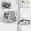 Large Stainless Steel Cat Litter Box, Hinged Lid, Metal Scoop, Deodorizing Bag, Light Gray