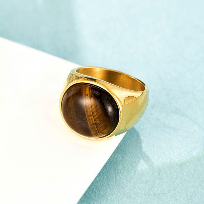 Vintage Tiger'S Eye Ring Saturn Ins Wind Girl Niche Design Ring Titanium Steel Jewelry Premium Durable Quality