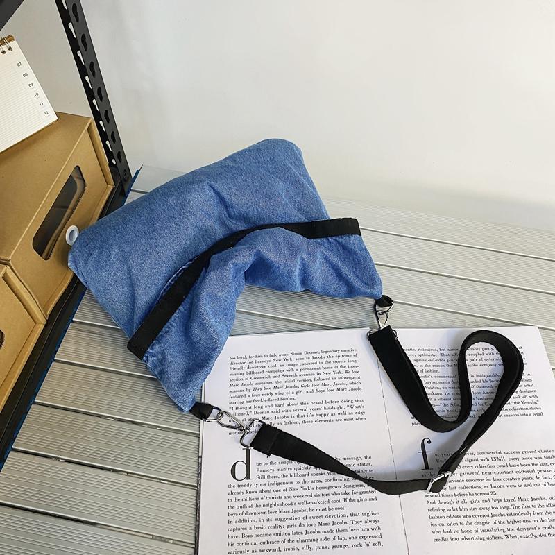Denim Çanta Büyük Kapasiteli Omuz Çantası Kadın Crossbody Çanta Düz Renk Messenger Çanta