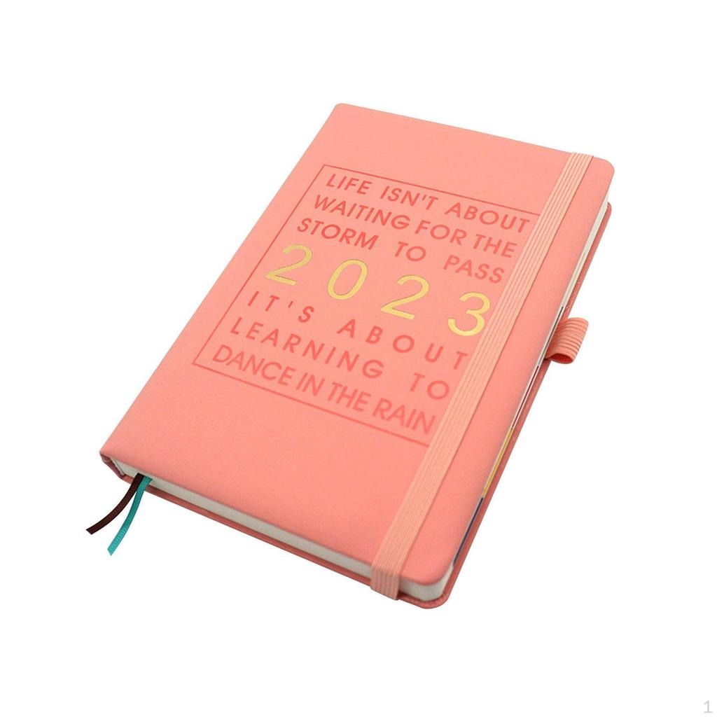 Organizer Notebook, Weekly and Monthly Planner, Faux Leather Cover, Pen Holder, 3”x7”