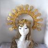 Gothic Lolita Girls KC Halo Crown Headpiece Virgin Sun Goddess Cosplay Baroque Crown Headband Women Headdress Hair Accessories