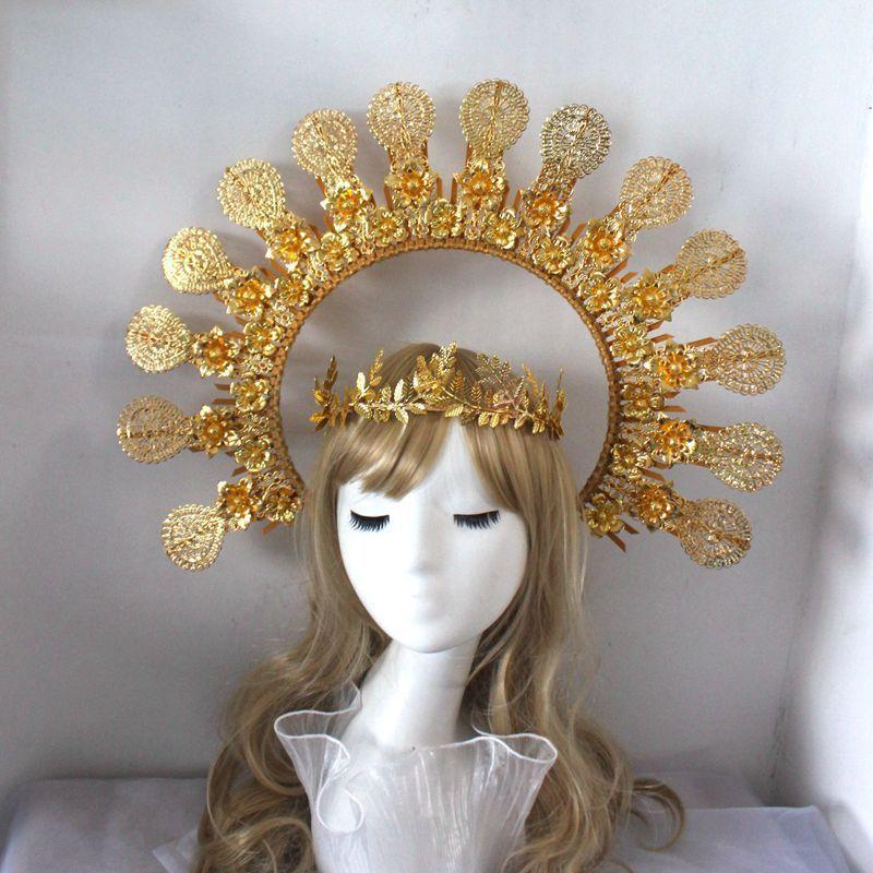Gothic Lolita Girls KC Halo Crown Headpiece Virgin Sun Goddess Cosplay Baroque Crown Headband Women Headdress Hair Accessories