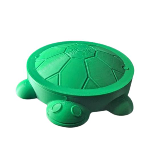 Mini Turtle Sandbox with Lid Summer Indoor Outdoor Round Tortoise Sand Storage Box 3D Printed Green Turtle Ornament Sand Container Beach Toy