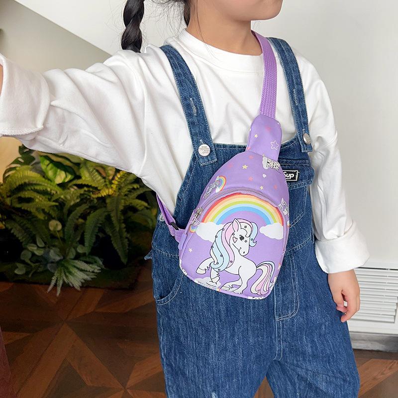 Kids' Rainbow Unicorn & Dinosaur Print Crossbody Bag for Outings