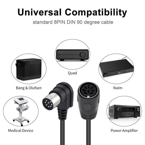 Poyiccot DIN 8-Pin Cable, DIN 8-Pin Male To Female Extension Cord, MIDI Extension Cable with S-Terminal Connectors for Speaker Cables, Compatible with