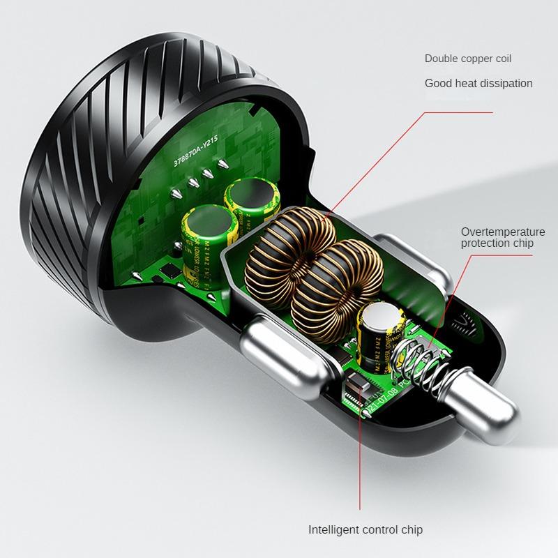 12 24V Dual USB Car Charger QC 3.0 Waterproof 18W Fast Charging Marquee Light LED Voltmeter ON OFF Switch Car-charger Adapter