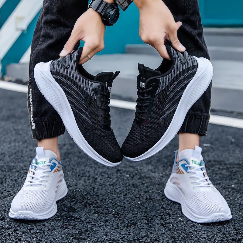 New Shoes, Sports Shoes, Casual Shoes, Spring Single Shoes, Breathable Fly-woven Mesh Soft-soled Lace-up Running Shoes