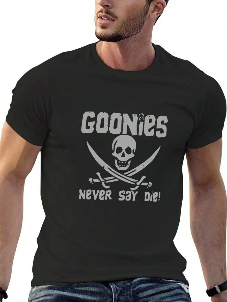 Skull Series Goonies Never Say Die! Pattern Printing Unisex T-Shirt XL